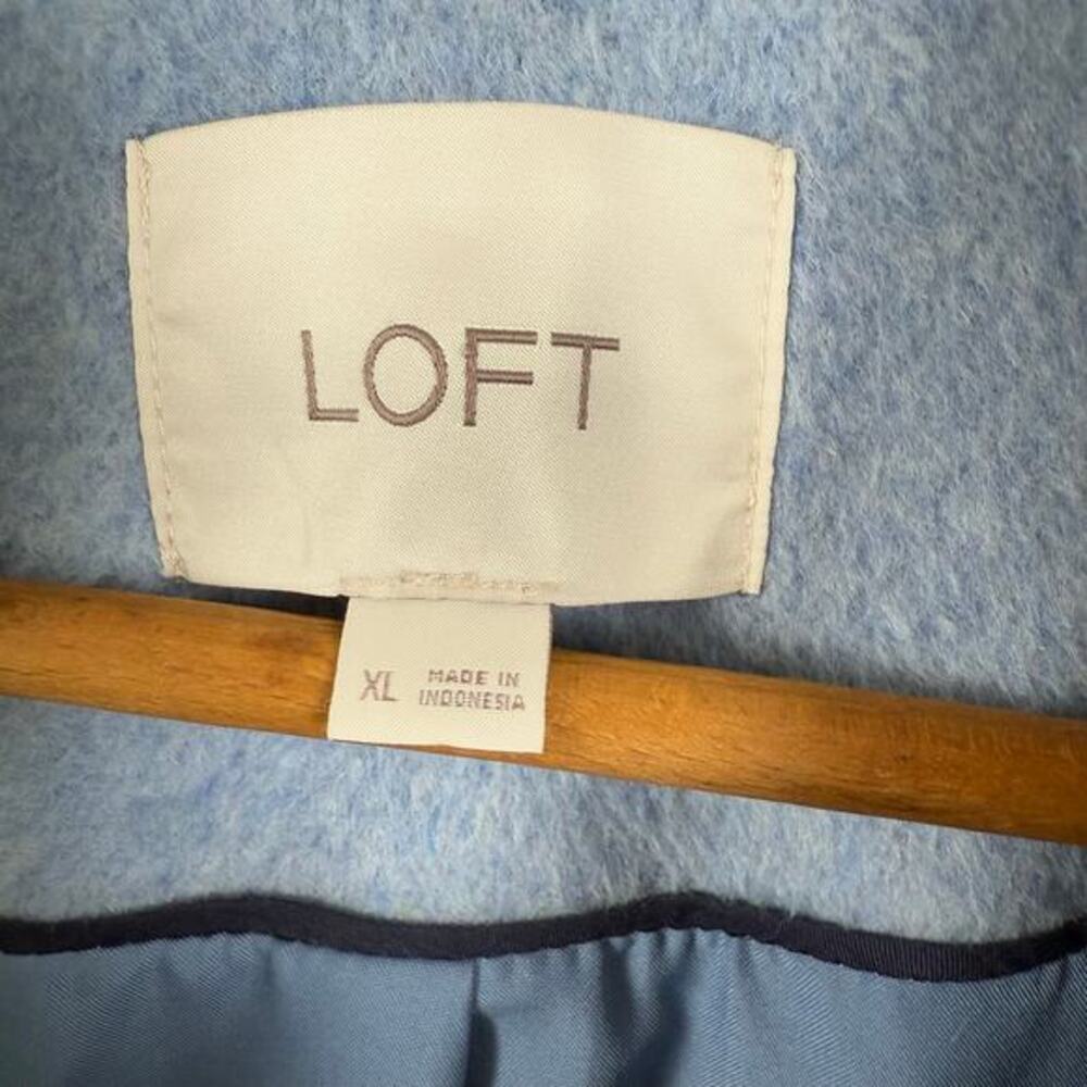 Loft Women Wool Blend Coat Size XL Blue Preppy Minimalist Warm Winter Academia - Picture 5 of 7